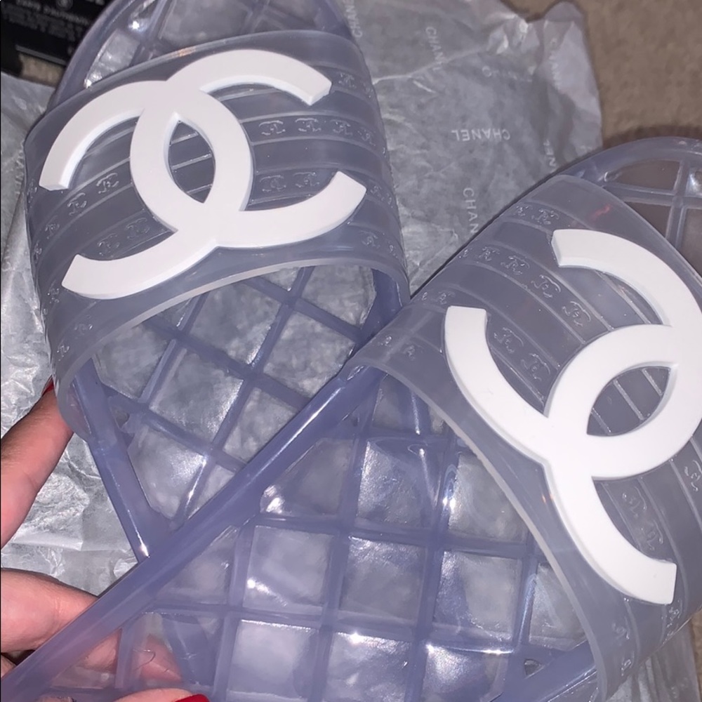 Double c clear jelly sandal slides